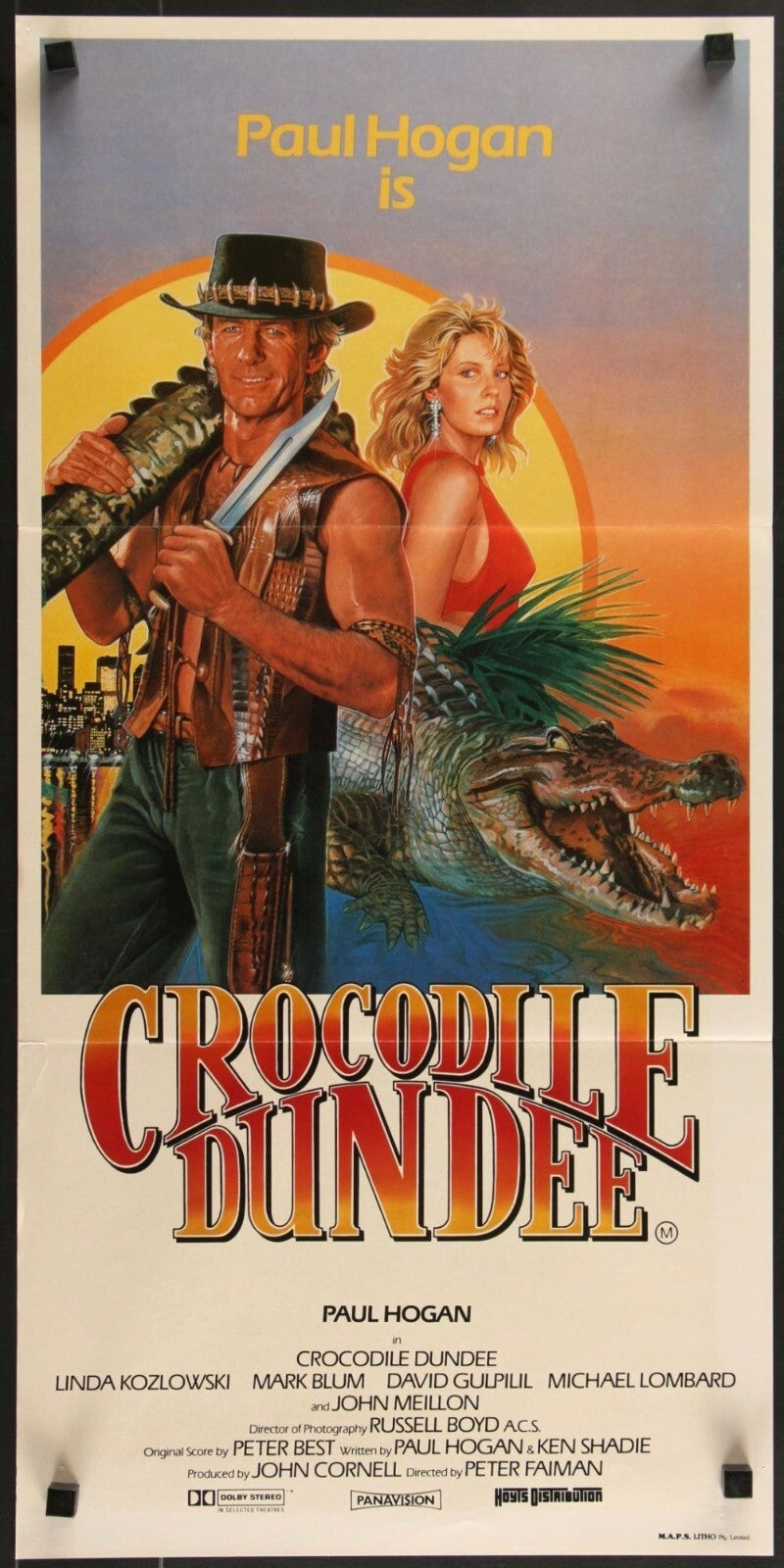 Crocodile Dundee (1986) Original Daybill Movie Poster 13 1/4" x 26 3/4"