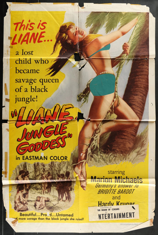 Liane, Jungle Goddess (1956) Original Movie Poster Folded 27x41
