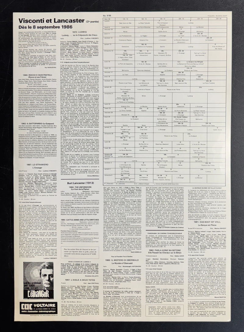 Luchino Visconti (2e Partie) CAC Voltaire Poster (1986) Rolled 15.75x22.75