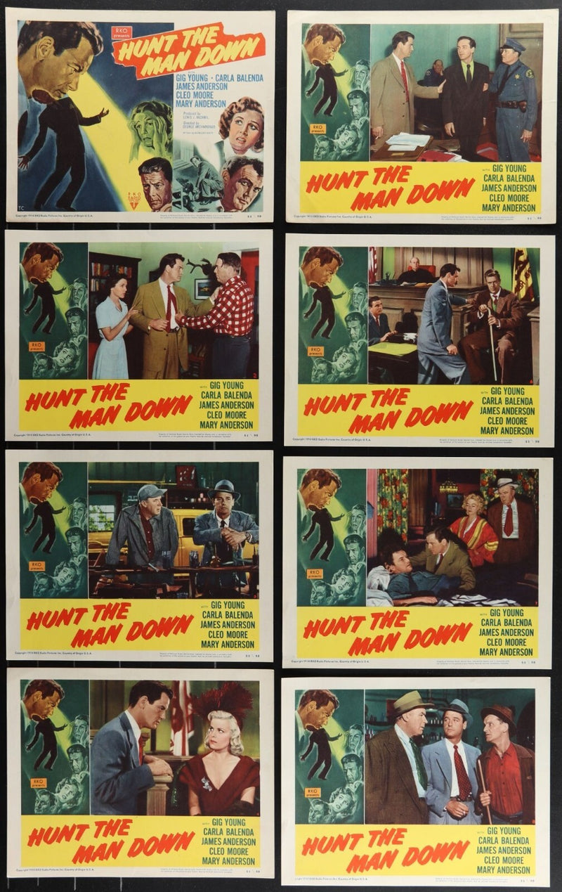 Hunt the Man Down (1950) Original Lobby Card Movie Poster Set 11x14