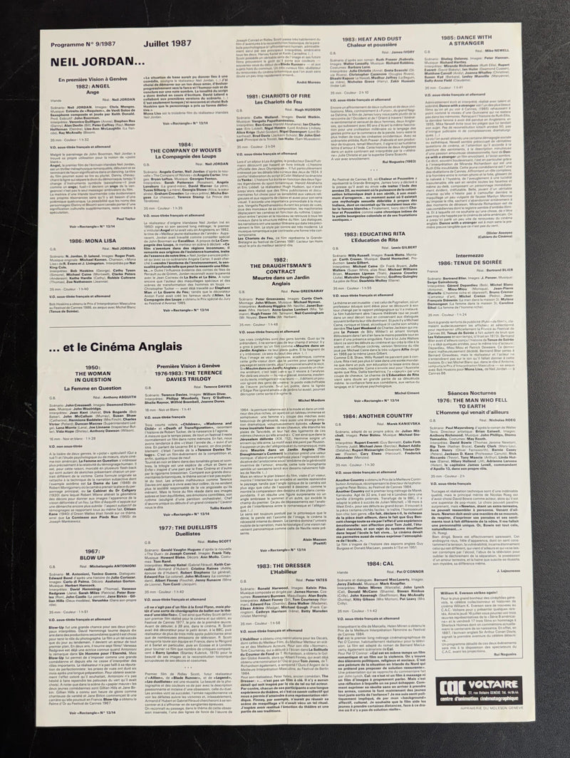 Cinéma Anglais (1987) CAC Voltaire French Poster Folded 15.75x22.75