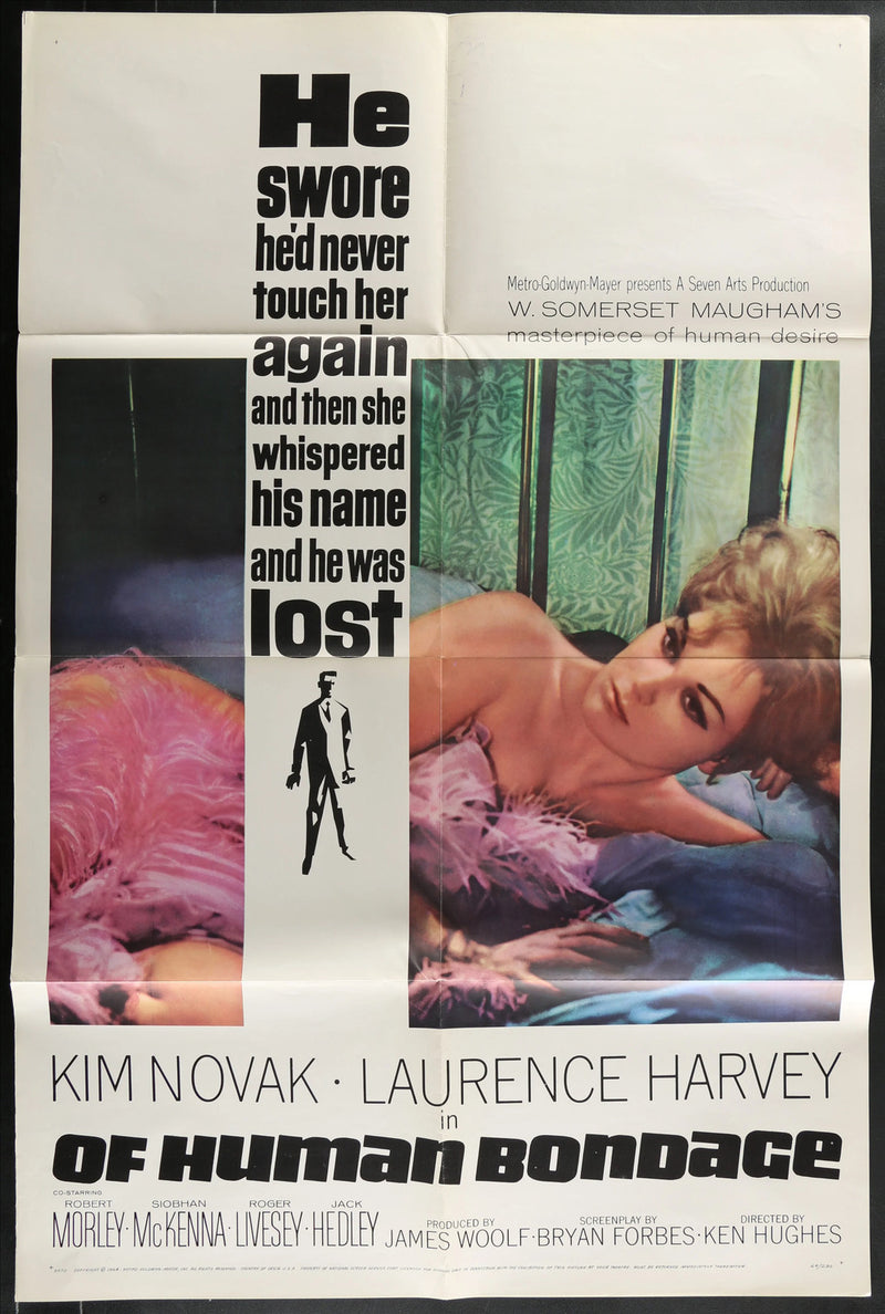 Of Human Bondage (1964) Original Movie Poster Folded 27x41