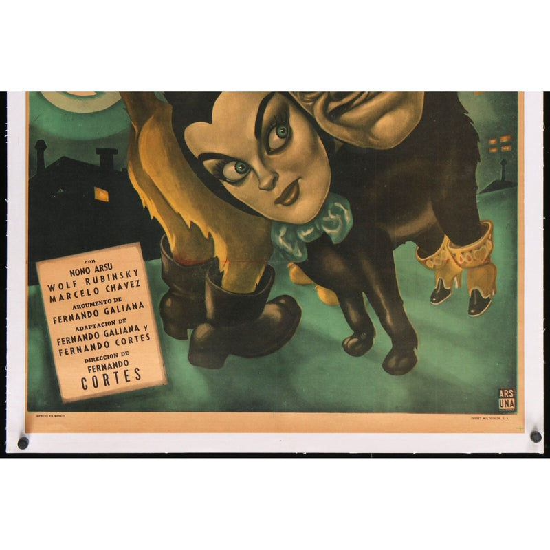 EL GATO SIN BOTAS (1957) Original Linenbacked Mexican Movie Poster 27"x37"
