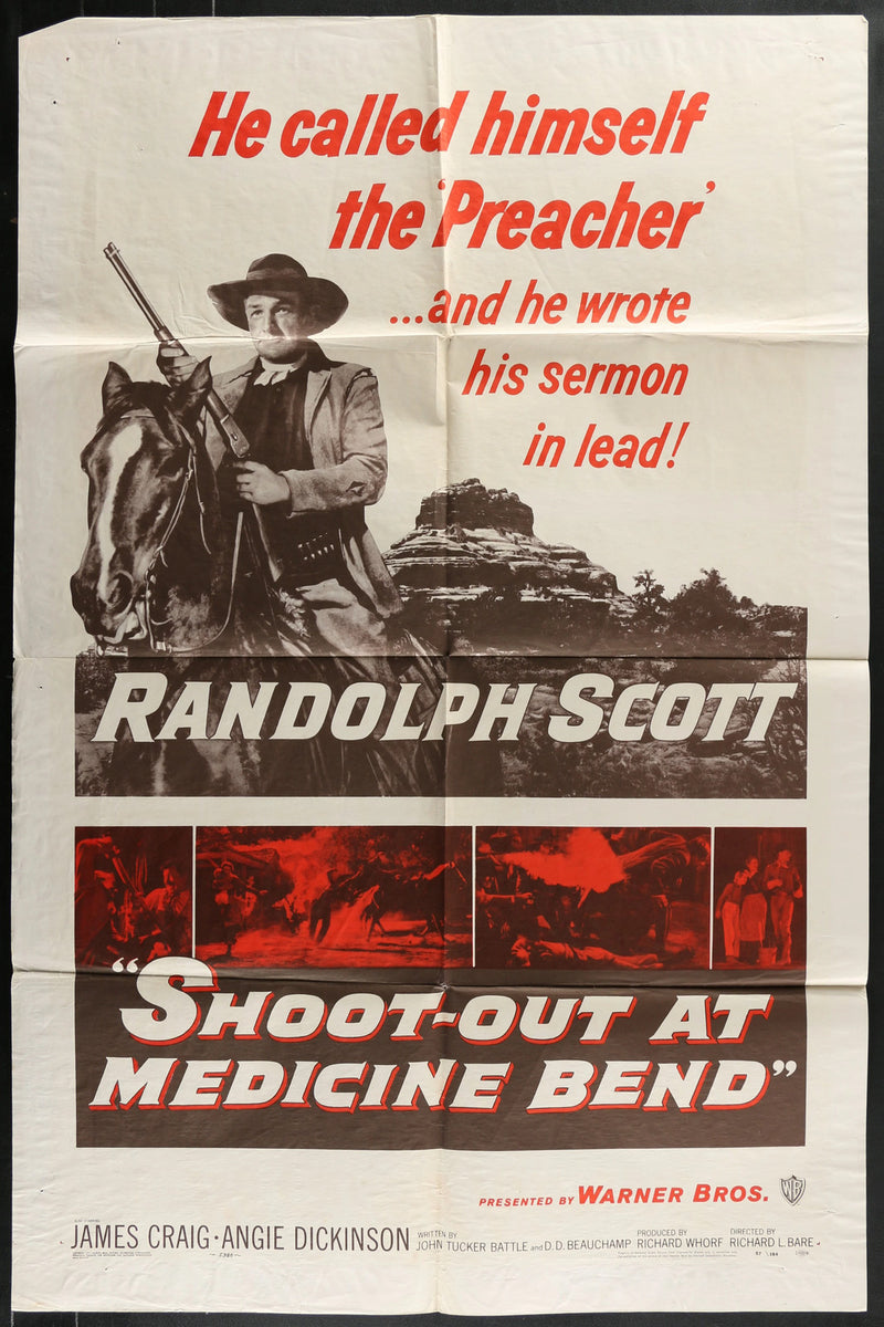 Shoot-Out at Medicine Bend (1957) Original Western Movie Poster Folded 27x41