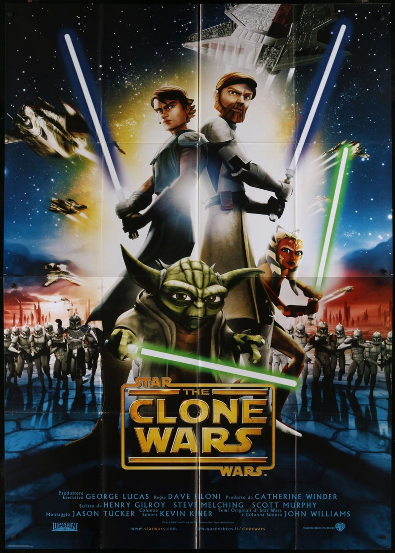 Star Wars: The Clone Wars (2008) Original Italian Two-panel Movie Poster 55x78