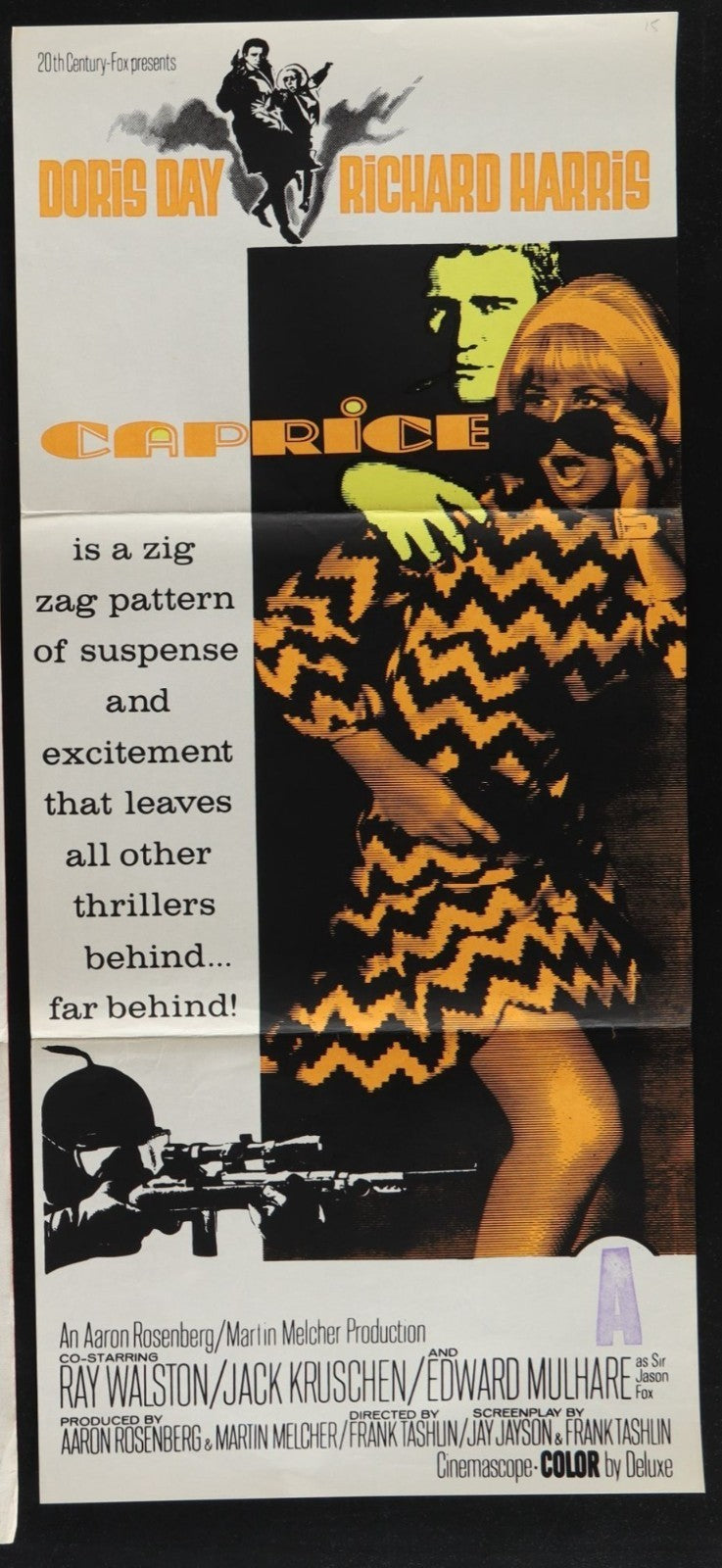 Caprice (1967) Original Australian Daybill Movie Poster Folded 13x30