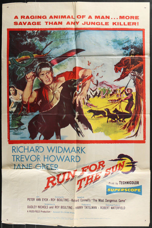 Run for the Sun (1956) Original Movie Poster Folded 27x41