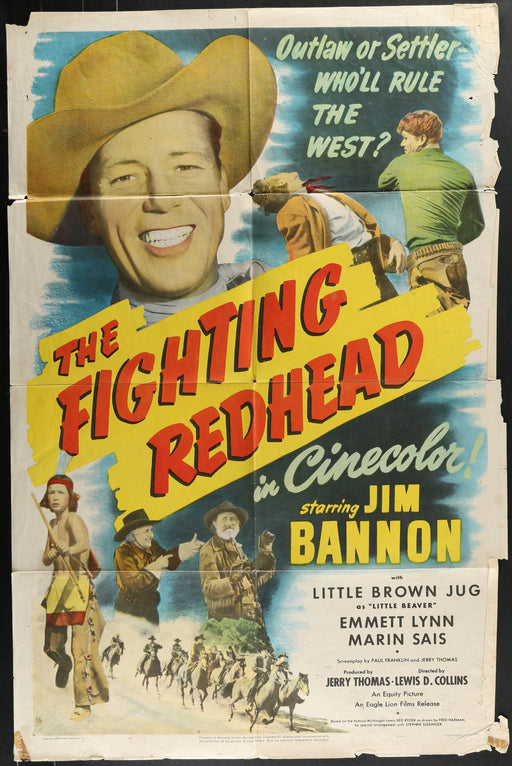 The Fighting Redhead (1949) Original Western Movie Poster Folded 27x41