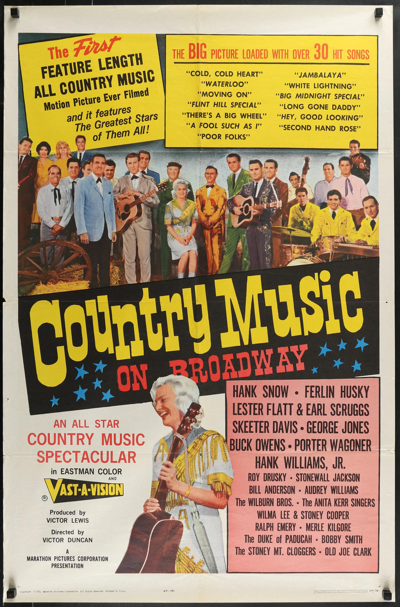 COUNTRY MUSIC ON BROADWAY (1965) Original One Sheet 27x41 Movie Poster