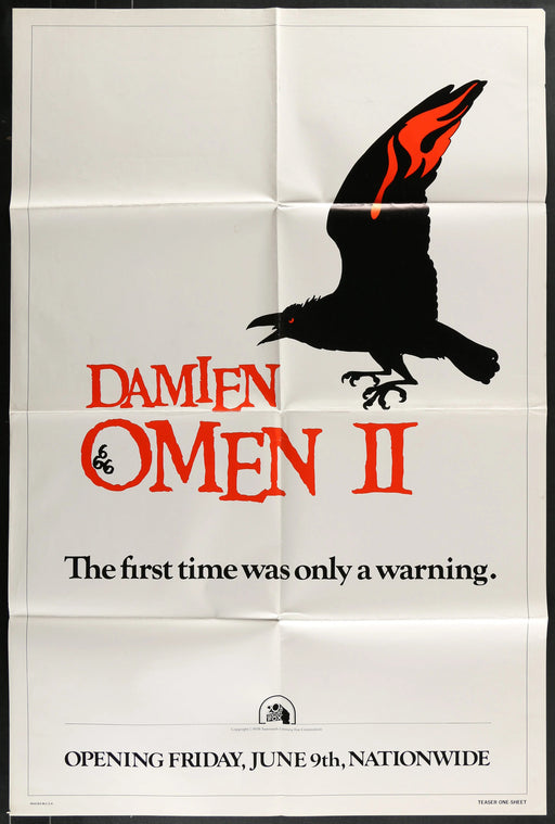 Damien Omen II (1978) Original Teaser Movie Poster Folded 27x41