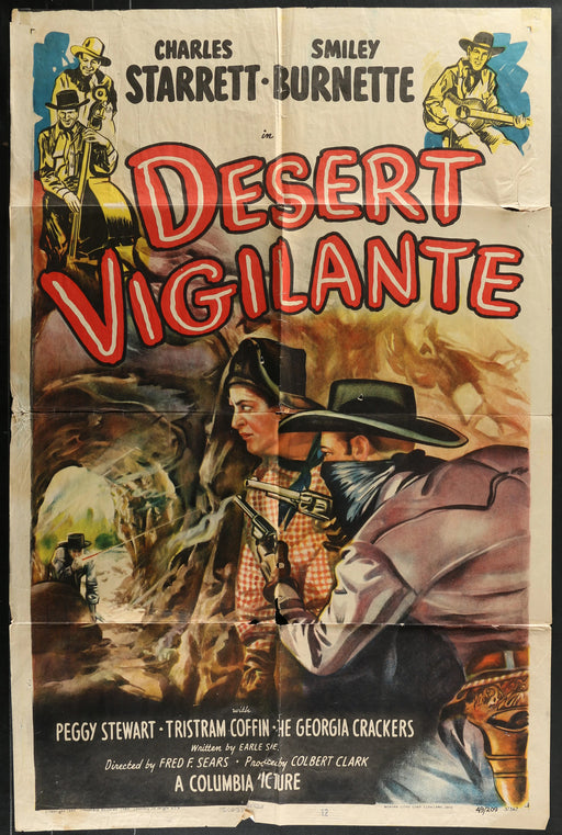 Desert Vigilante (1947) Original Western Movie Poster Folded 27x41