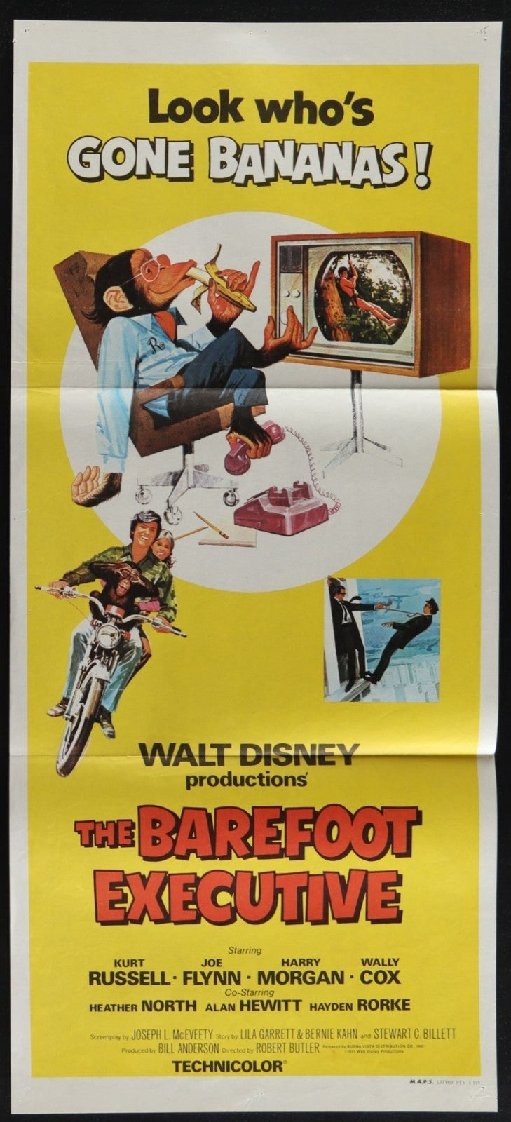 The Barefoot Executive (1971) Original Australian Daybill Movie Poster 13x30