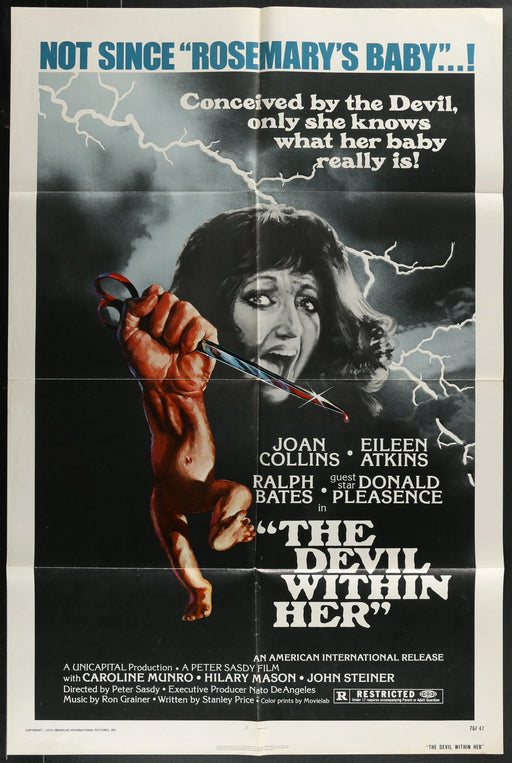 The Devil Within Her (1975) Original Movie Poster Folded 27x41