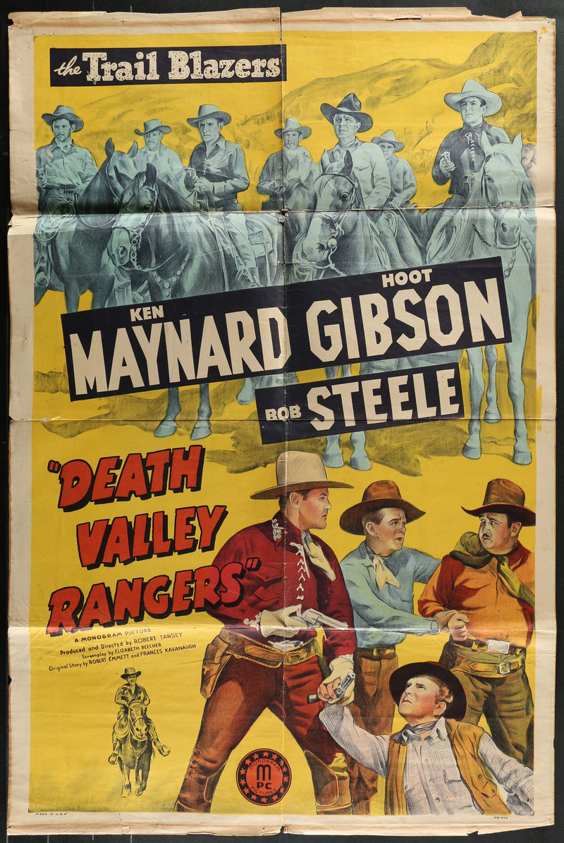 Death Valley Rangers (1943) Original Western Movie Poster Folded 27x41