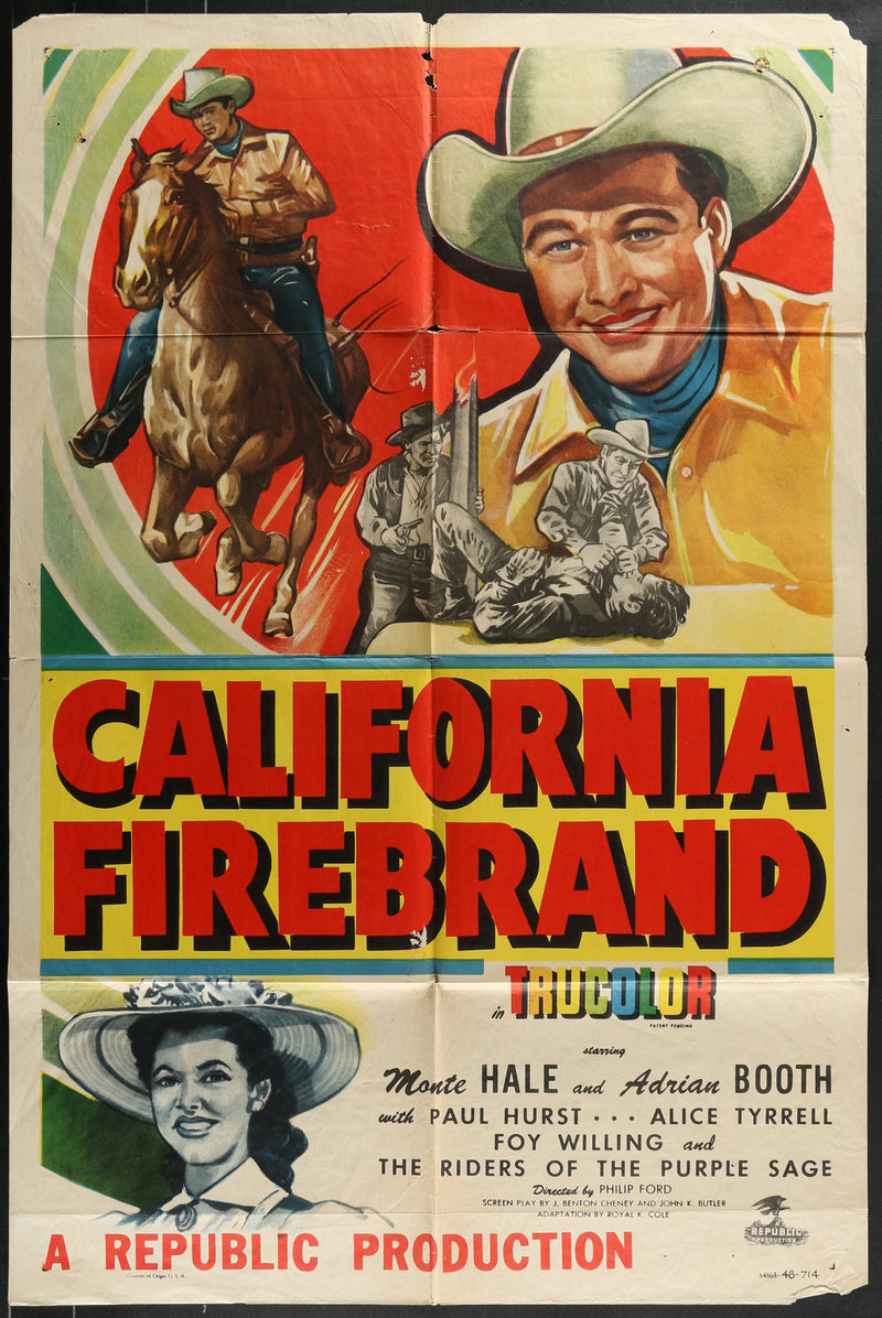 California Firebrand (1948) Original Western Movie Poster Folded 27x41