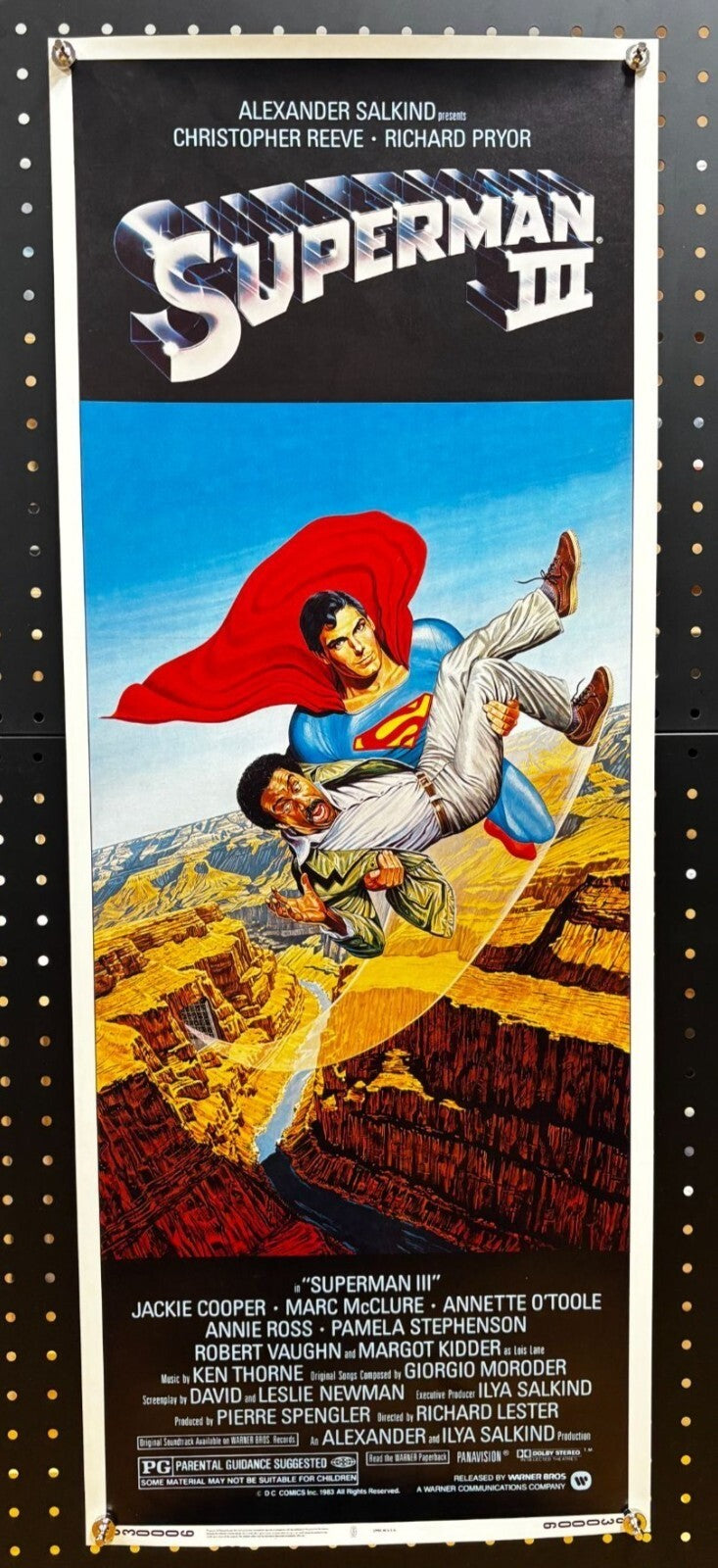 Superman III (1983) Original Insert Movie Poster 14" x 36"
