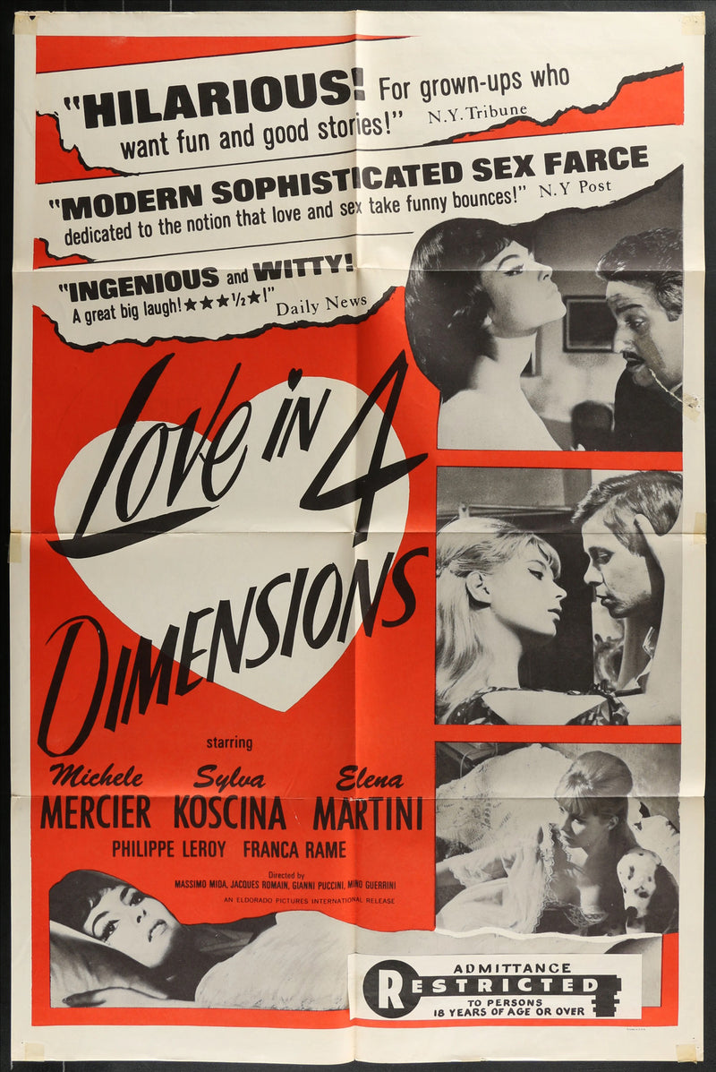 Love in 4 Dimensions (1965) Original Movie Poster Folded 27x41