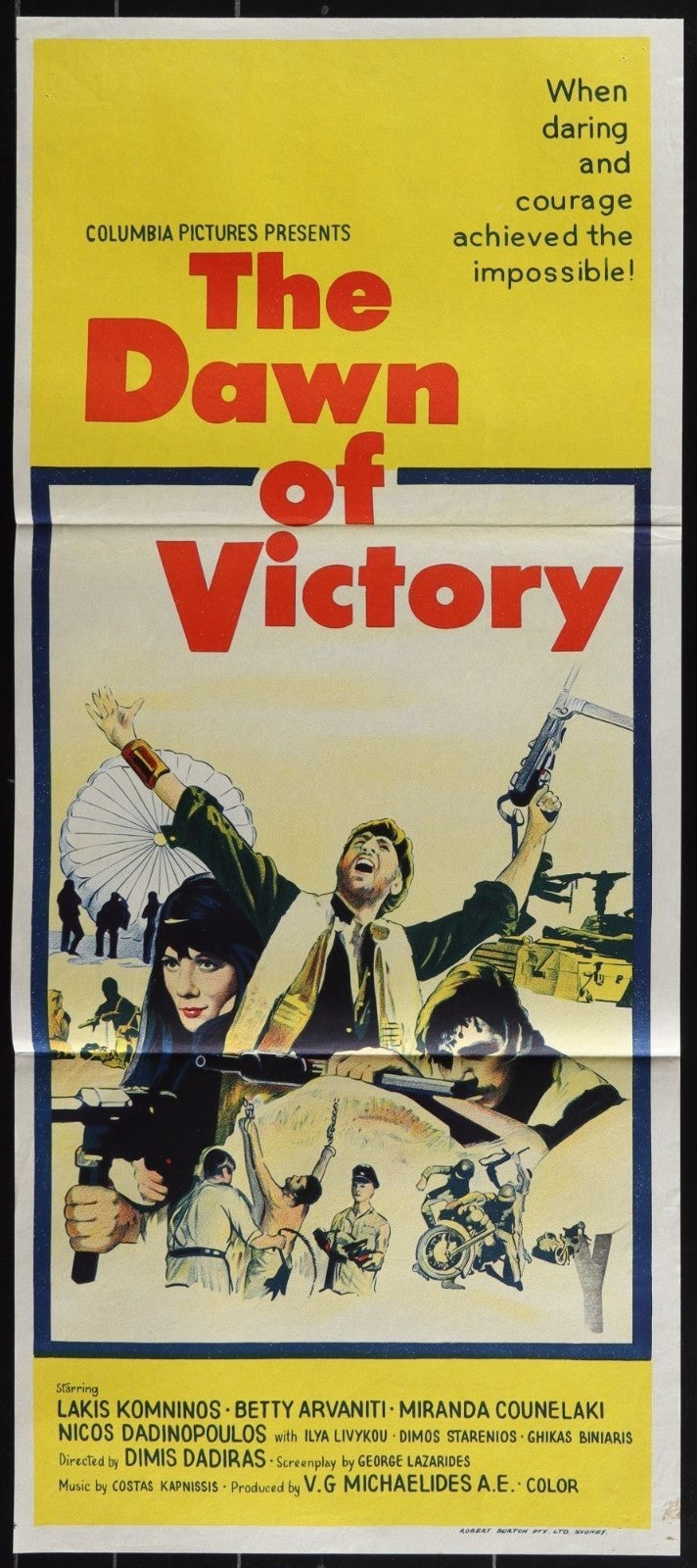 The Dawn of Victory (1971) Original Australian Daybill Movie Poster Folded 13x30