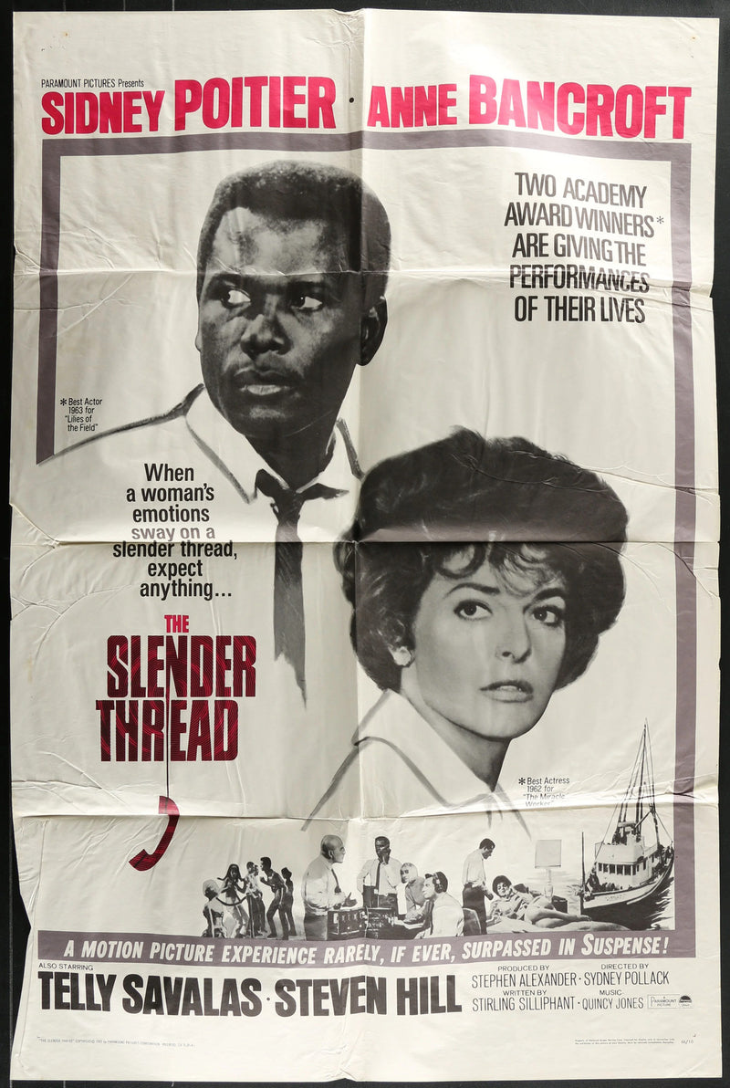 The Slender Thread (1965) Original Movie Poster Folded 27x41