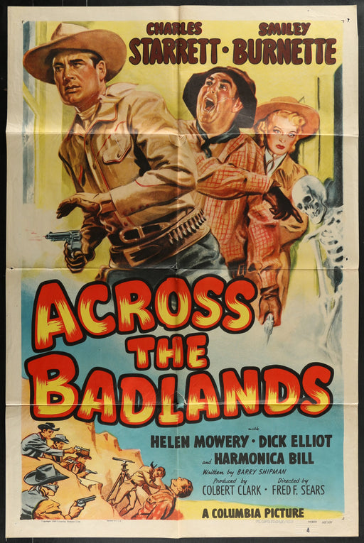 Across the Badlands (1950) Original Western Movie Poster Folded 27x41