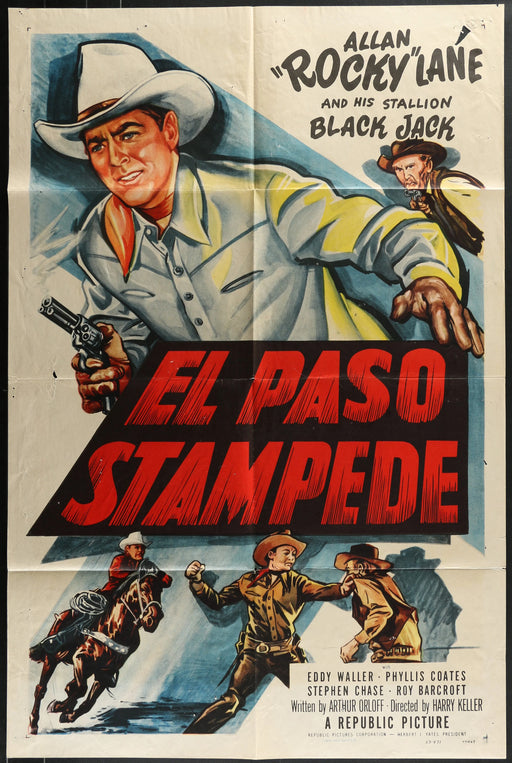 El Paso Stampede (1953) Original Western Movie Poster Folded 27x41