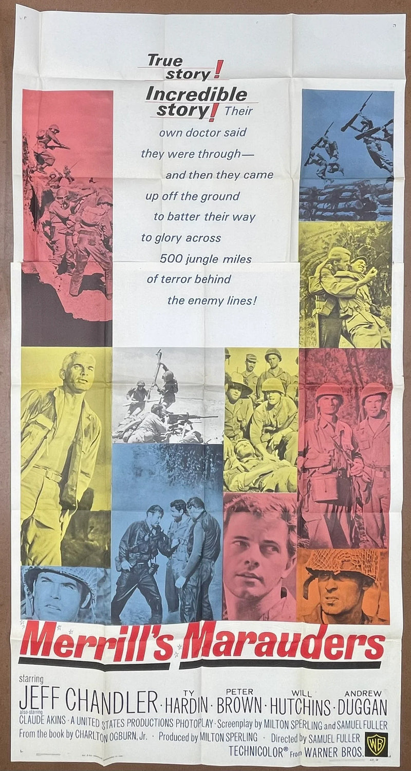 Merrill’s Marauders (1962) Original Two Panel Movie Poster Folded 41x78
