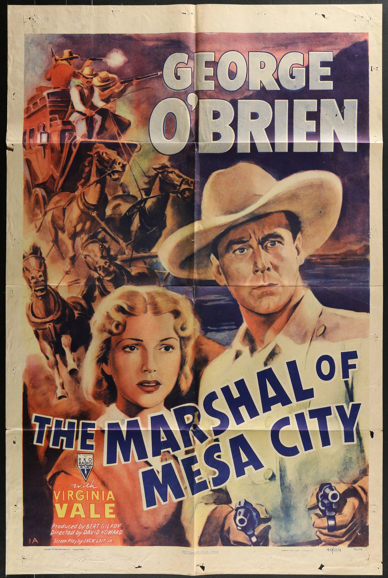 The Marshal of Mesa City 1939/1949 Re-Release Western Movie Poster Folded 27x41