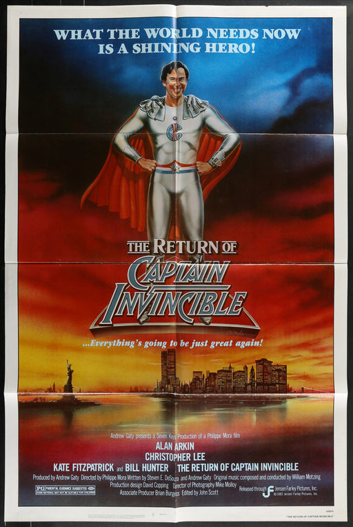 The Return of Captain Invincible (1983) Original Movie Poster Folded 27x41