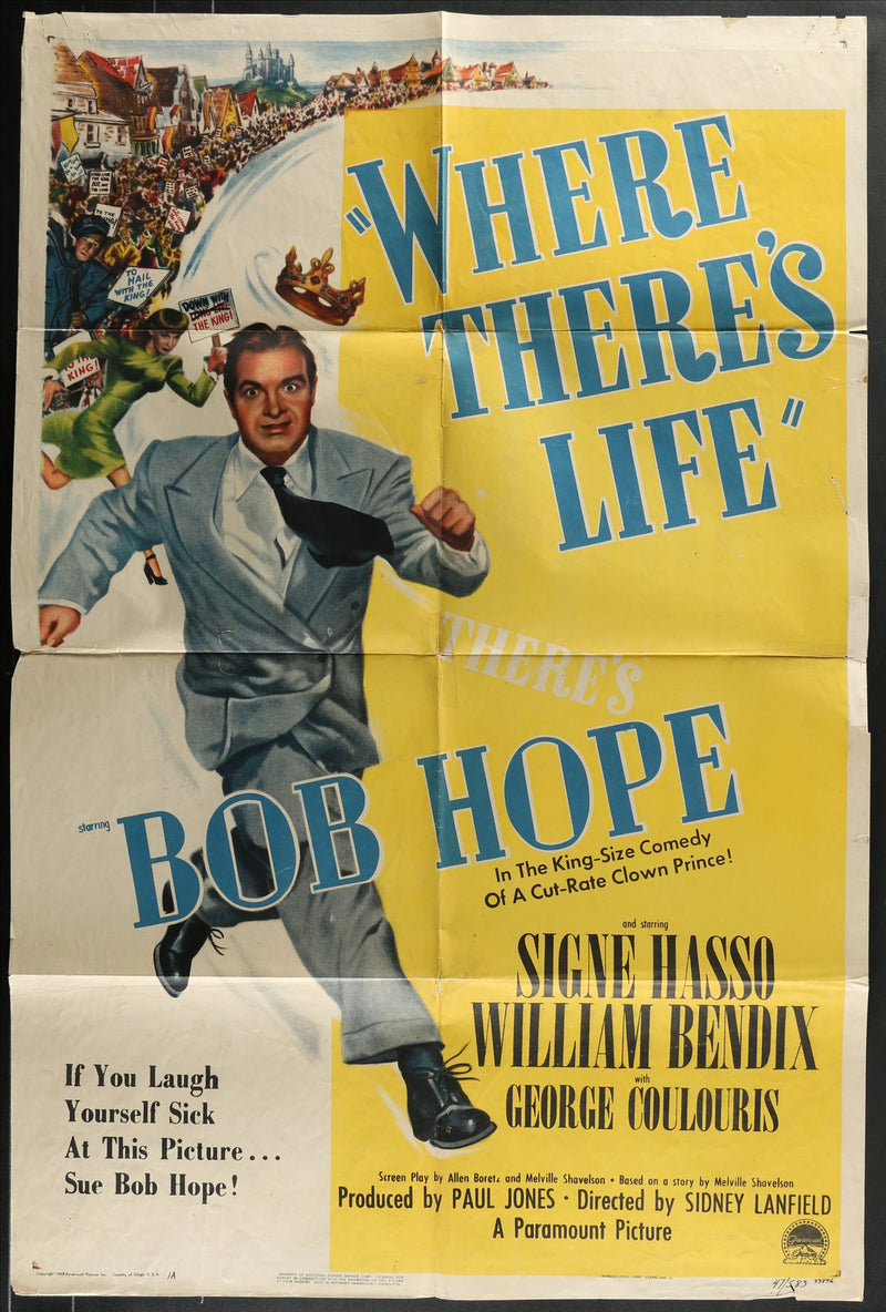 Where There’s Life (1947) Original Movie Poster Folded 27x41