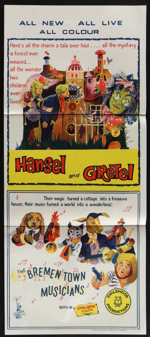 Hansel And Gretel/Bremen Town Musicians (1954) Orig. Austr. Daybill Movie Poster