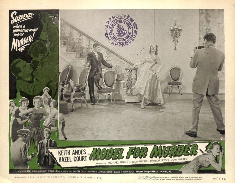 Model For Muder (1959) 8 Lobby Card Full Set 11X14