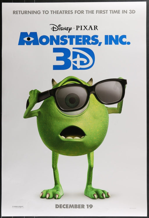 Monsters, Inc. 3D (2001) Original Double-sided Movie Poster Rolled 27x40