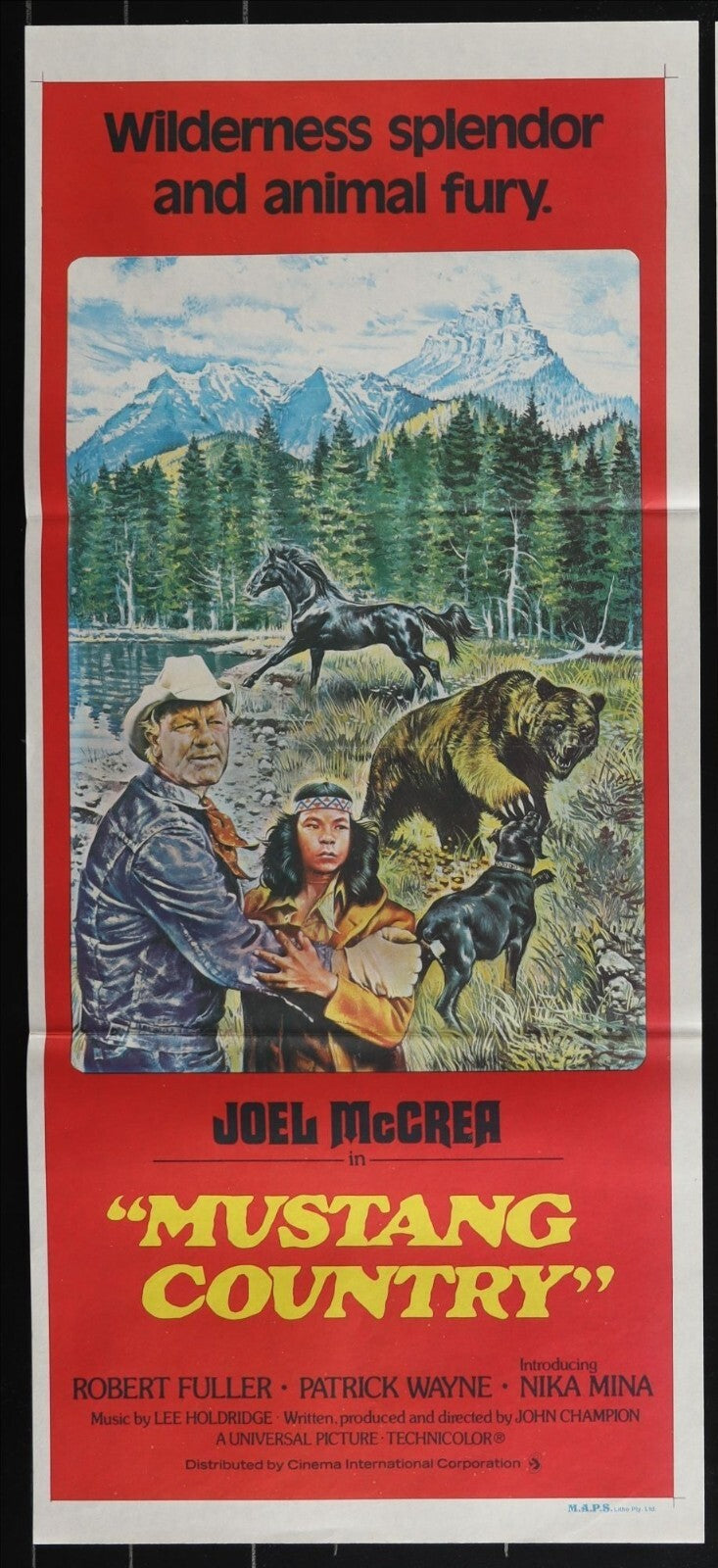 Mustang Country (1976) Original Australian Daybill Poster Folded 13x30