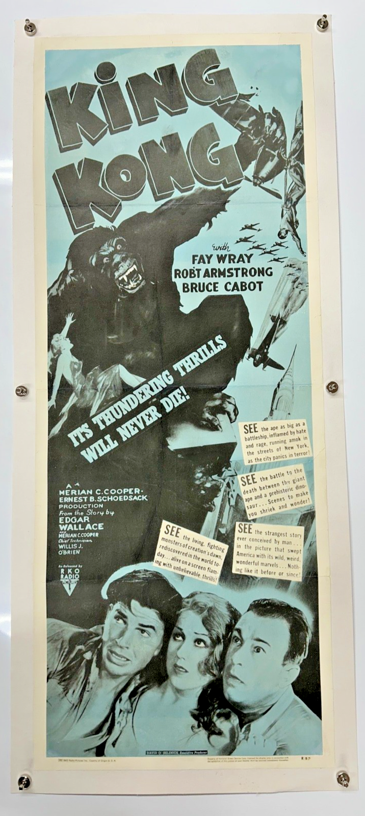 King Kong (1952 Re-Release) Original Insert Poster 14x36 Linenbacked & Restored