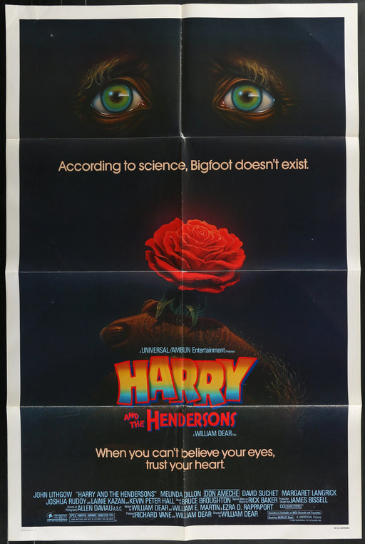 Harry and the Hendersons (1987) Original Movie Poster Folded 27x41