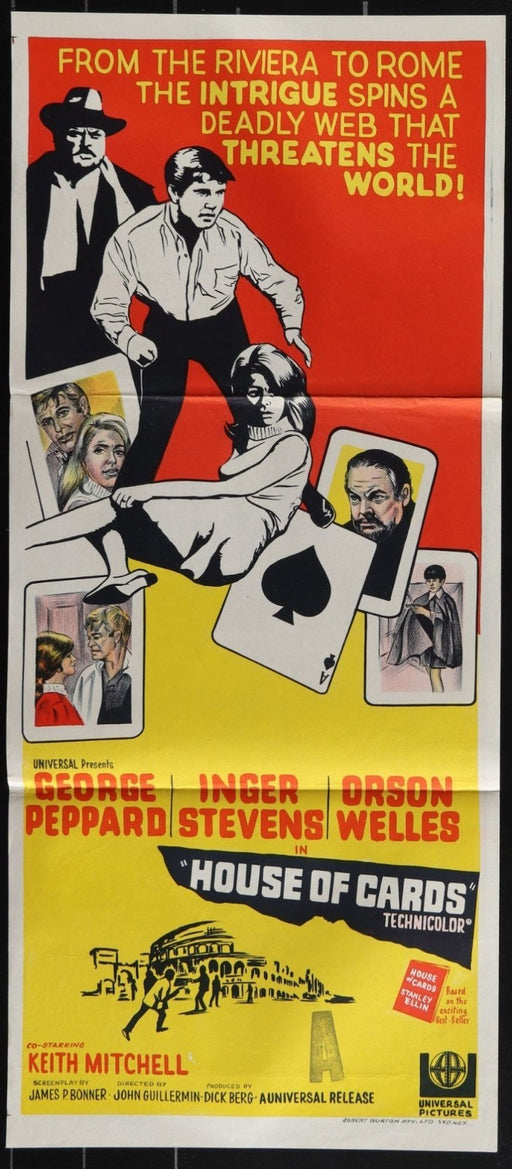 House of Cards (1968) Original Australian Daybill Movie Poster Folded 13x30