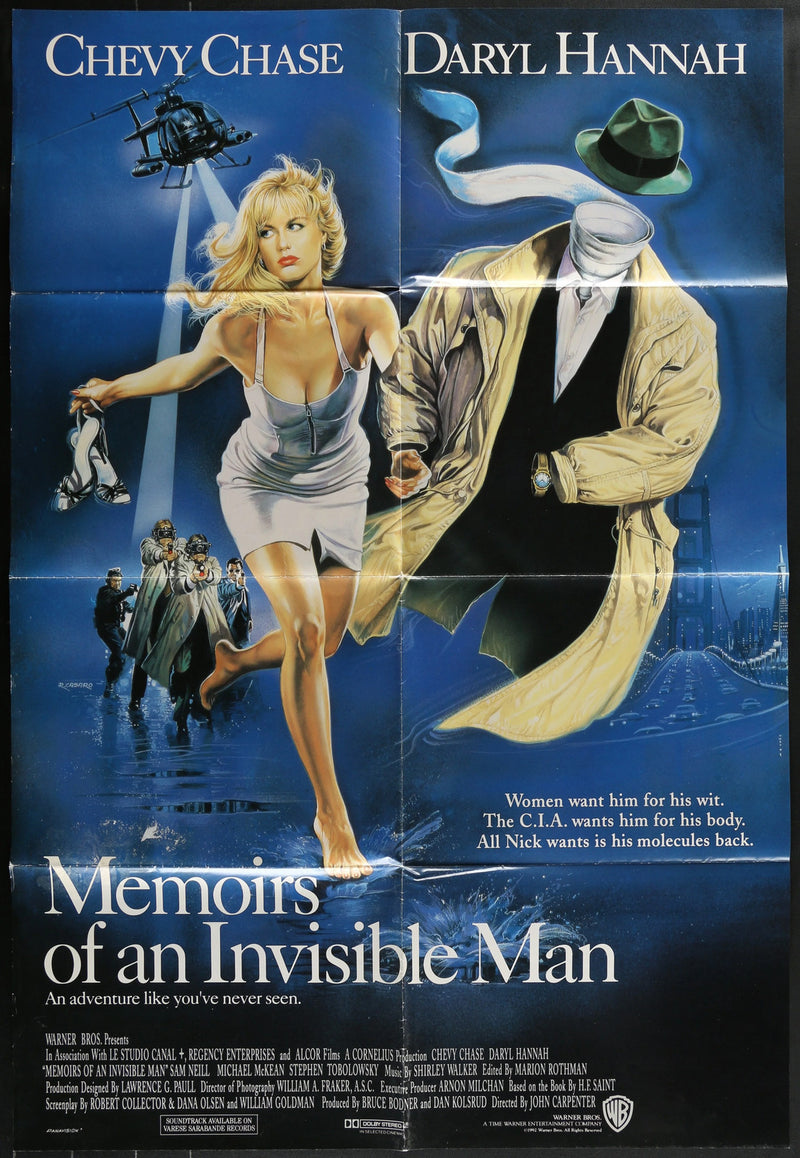Memoirs of an Invisible Man (1992) Original Movie Poster Folded 27x41