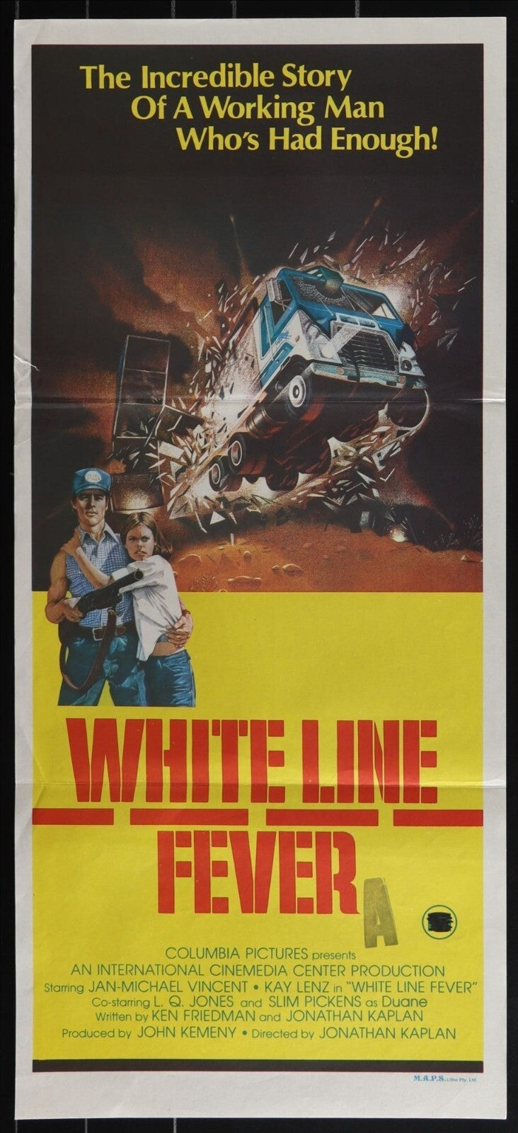 White Line Fever (1975) Original Australian Daybill Poster Folded 13x30