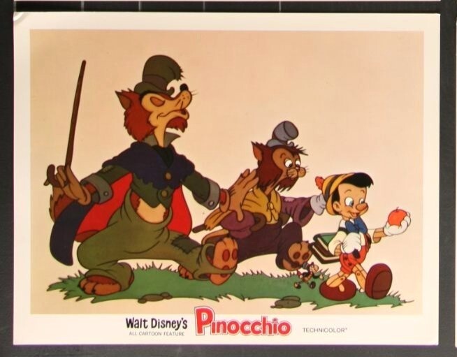 Pinocchio (1940 Re-release) Original Lobby Card Movie Poster 11x14