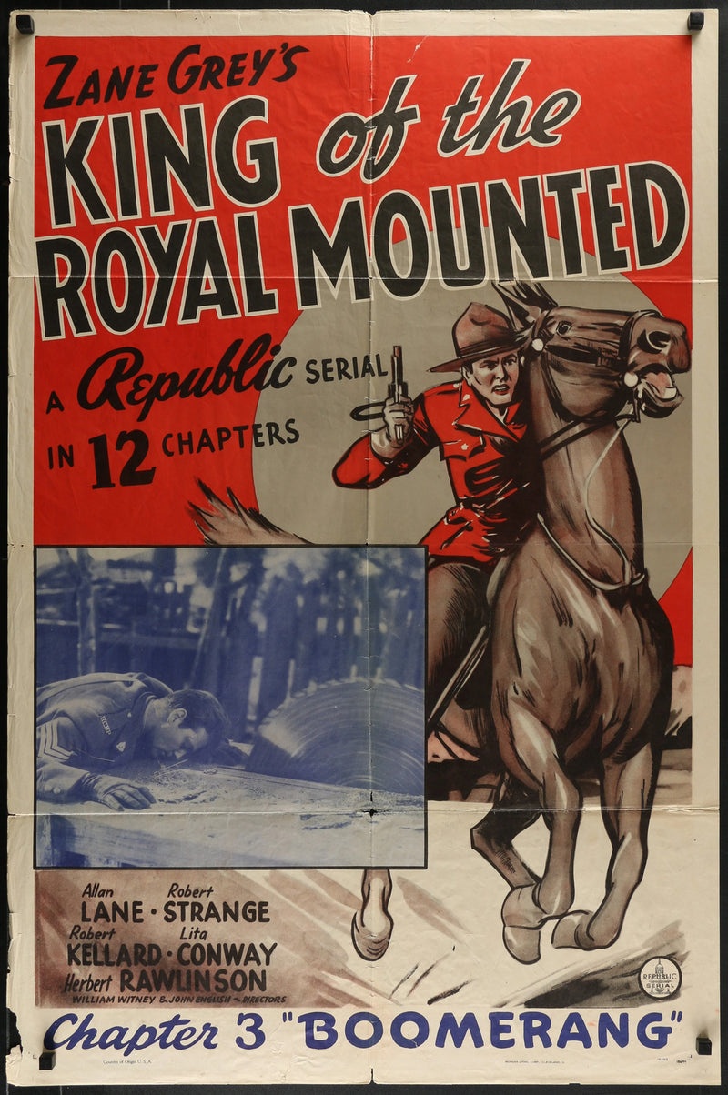 ZANE GREY’S KING OF THE ROYAL MOUNTED (1940) Original One Sheet 27x41 Serial