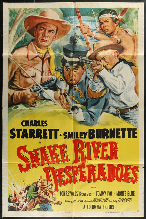 Snake River Desperadoes (1951) Original Western Movie Poster Folded 27x41