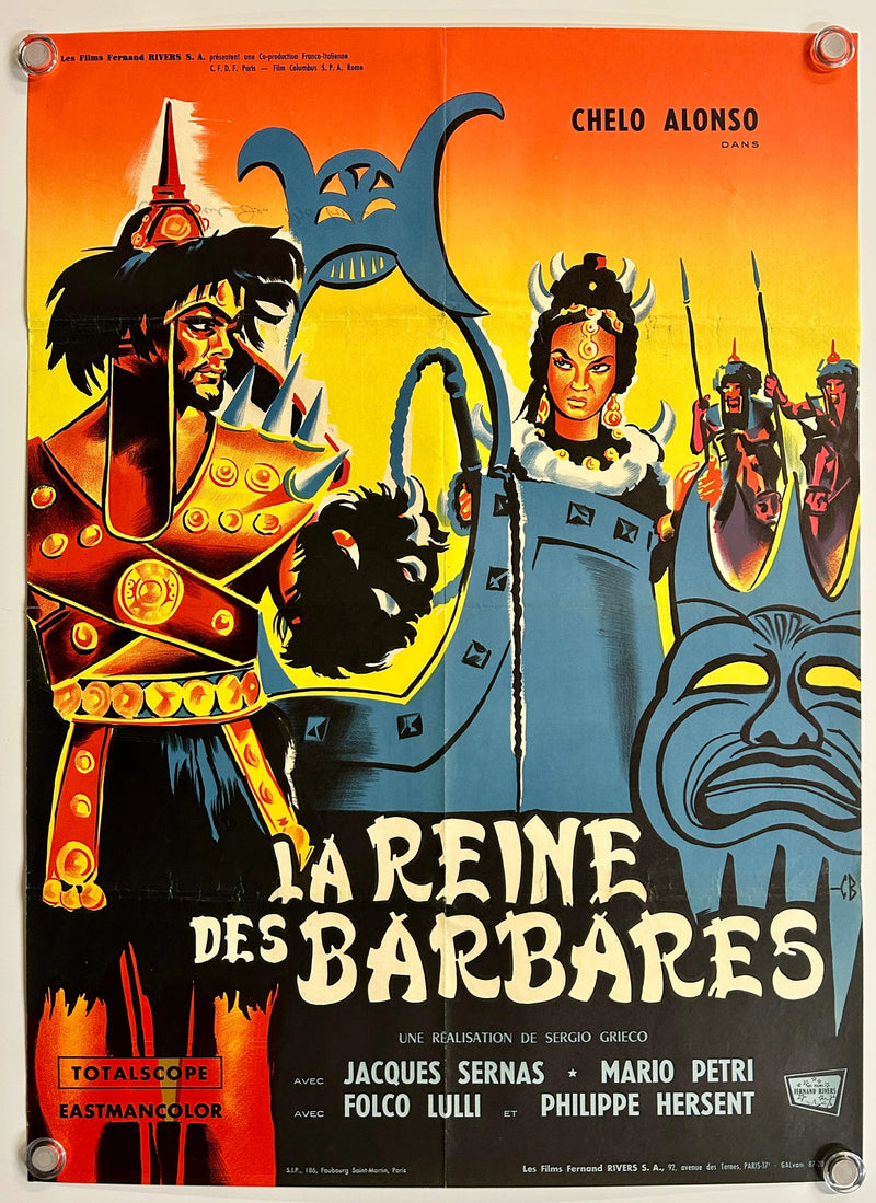 La Reine des Barbares (1956) Original French Movie Poster Folded 23x32