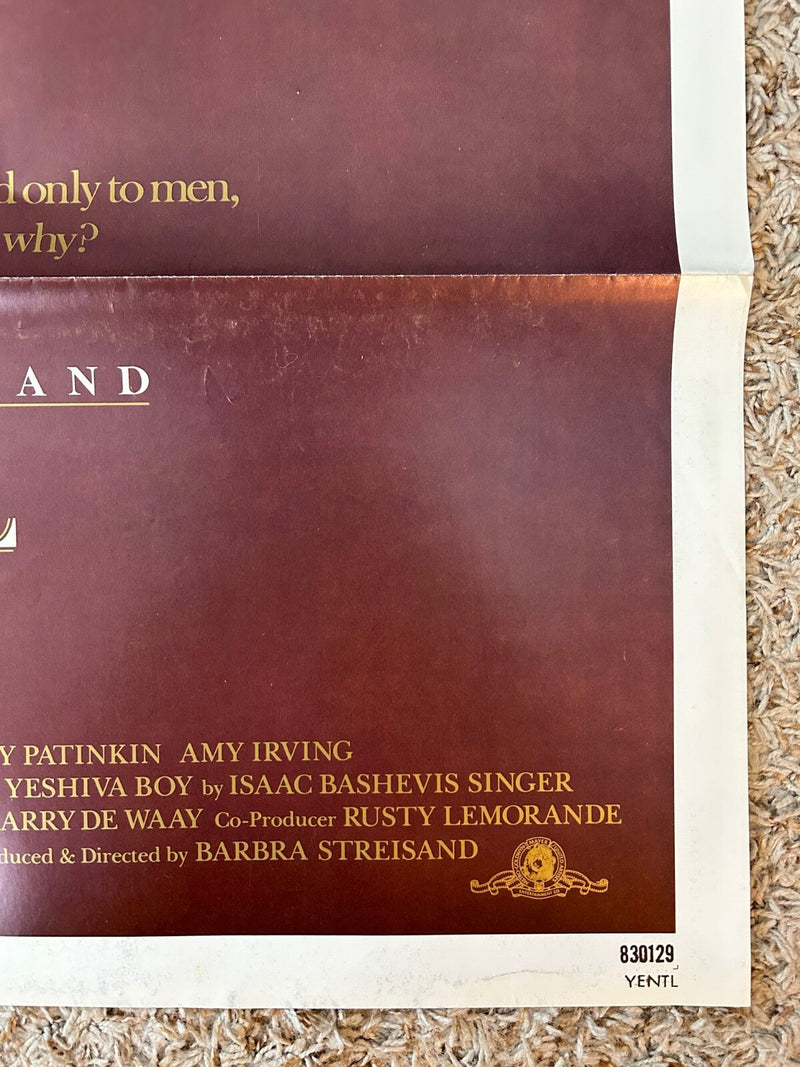 Yentl (1983) Original Movie Poster Barbra Streisand Folded One-Sheet 27x41 BP26