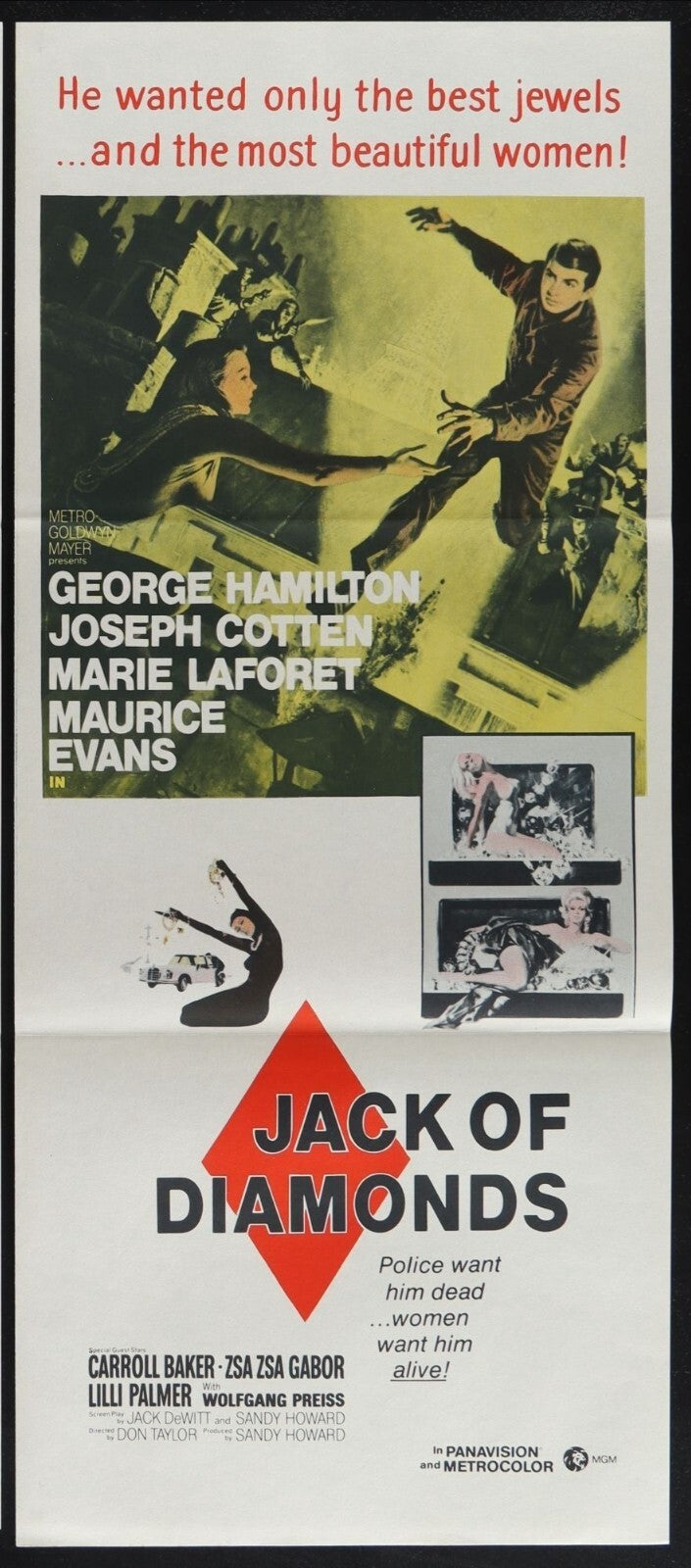 Jack of Diamonds (1967) Original Australian Daybill Poster Folded 13x30