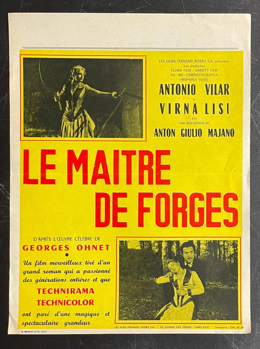 Le Maître de Forges (1959) French Film Poster 12x15.75