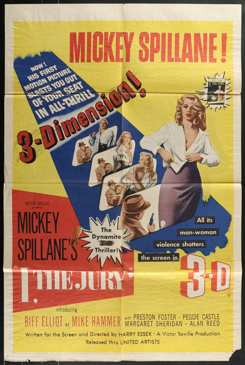 I, the Jury (1953) Original Movie Poster Folded 27x41