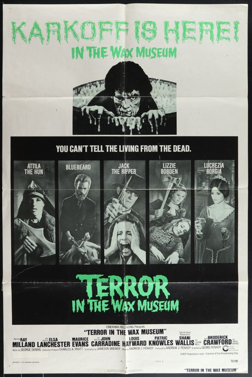 Terror in the Wax Museum (1973) Original Horror Movie Poster Folded 27x41