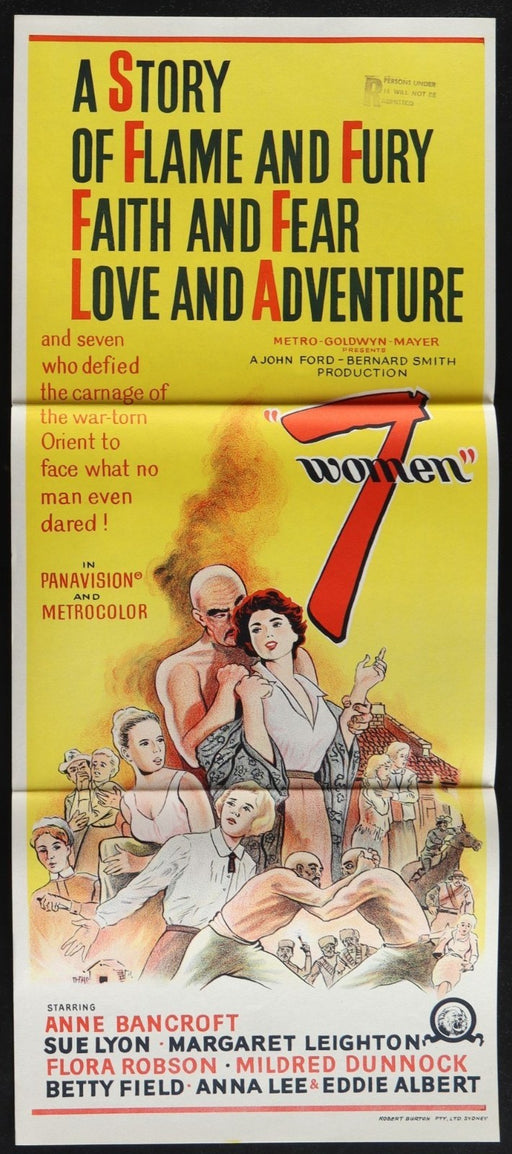 7 Women (1965) Original Australian Daybill Movie Poster Folded 13x30
