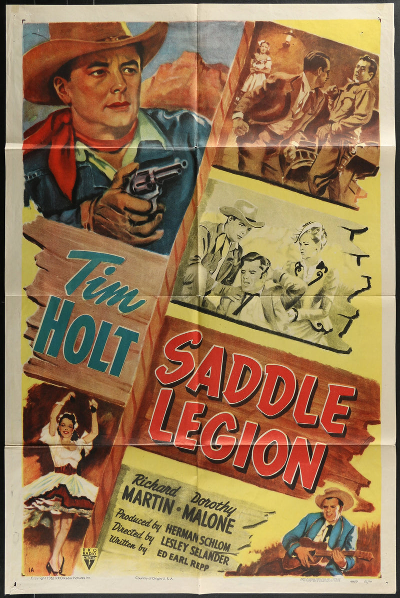 Saddle Legion (1951) Original Western Movie Poster Folded 27x41