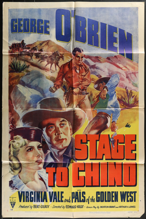 Stage to Chino (1940) Original Western Movie Poster Folded 27x41